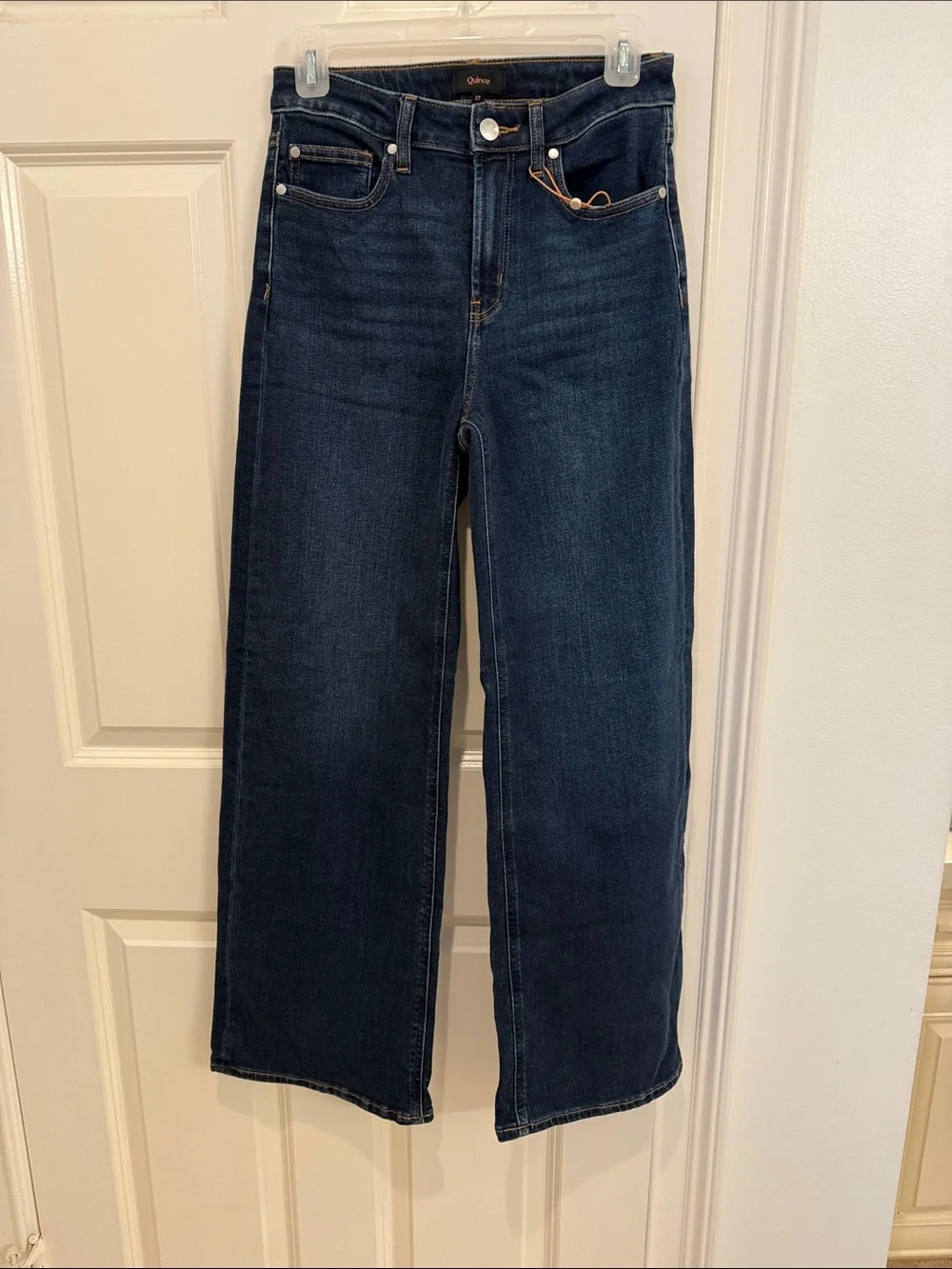 Quince Women's Dark Blue Wide-Leg High-Rise Jeans NWT sz 27